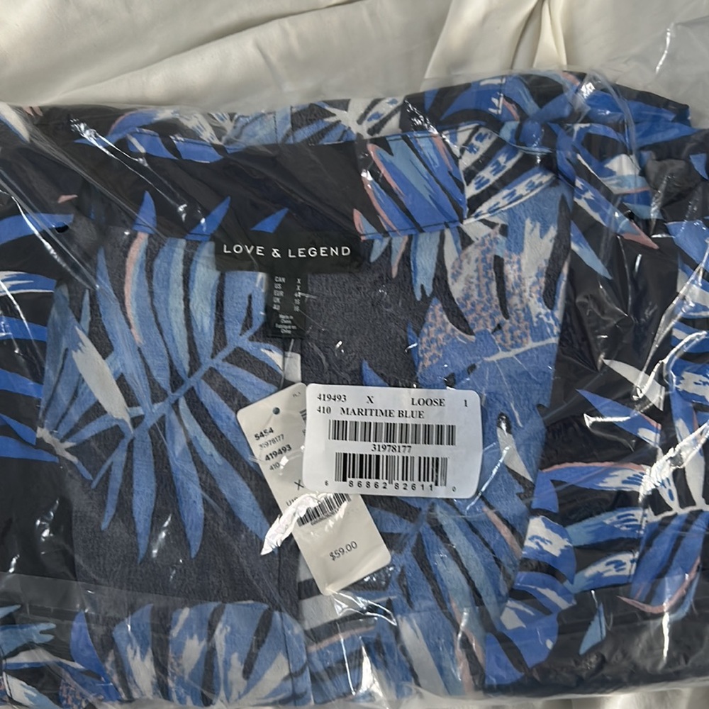 Kimono/ Cover up long length, 3/4 sleeves, slits on sides. Maritime blue, Size X - Picture 6 of 6
